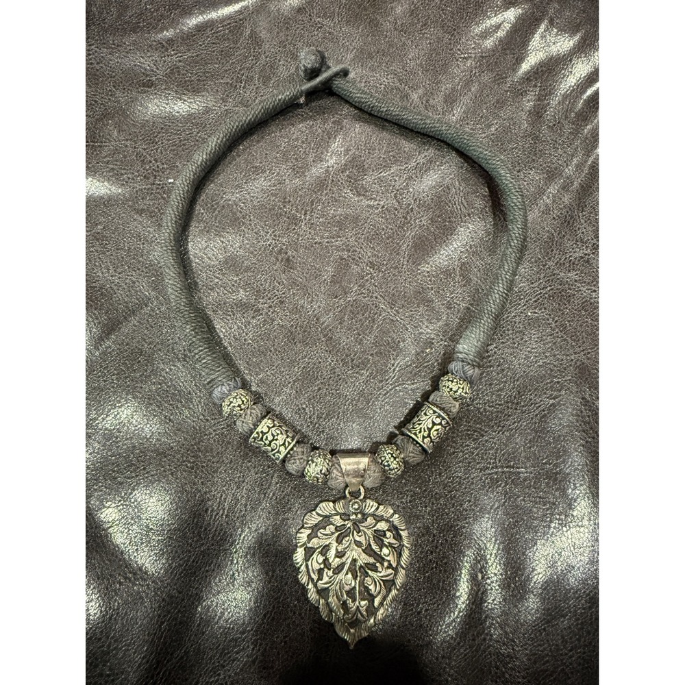 Oxidized Flower Necklace Set | Antique Silver Finish‎